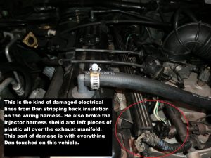 Image of the wiring harness damage from A1A Auto